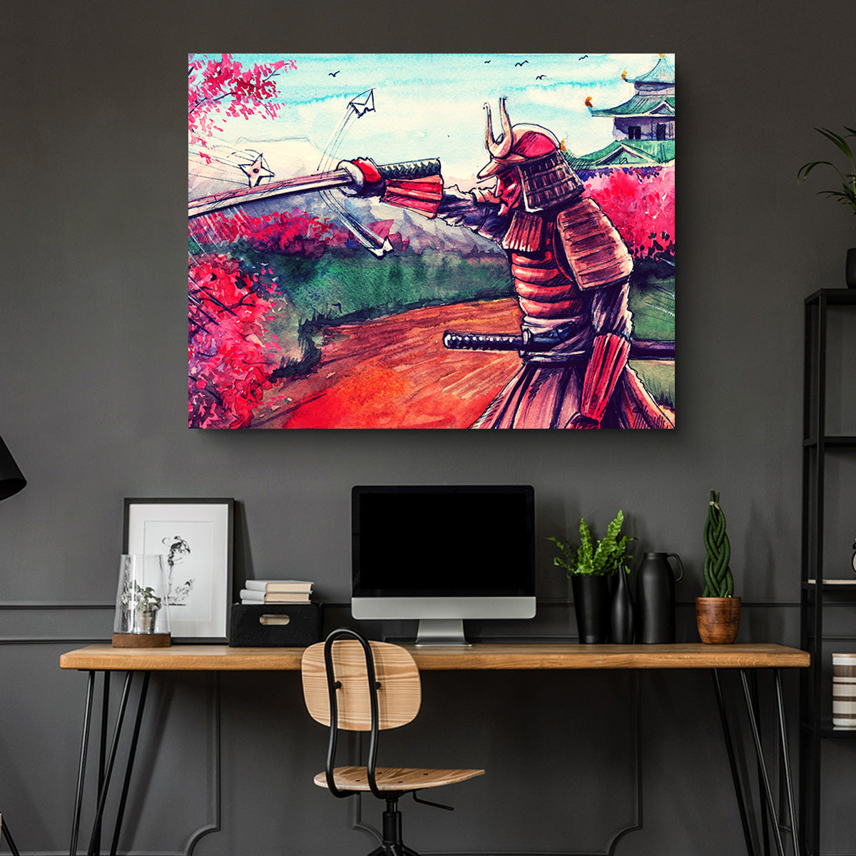 Japanese Samurai Watercolor Wall Art