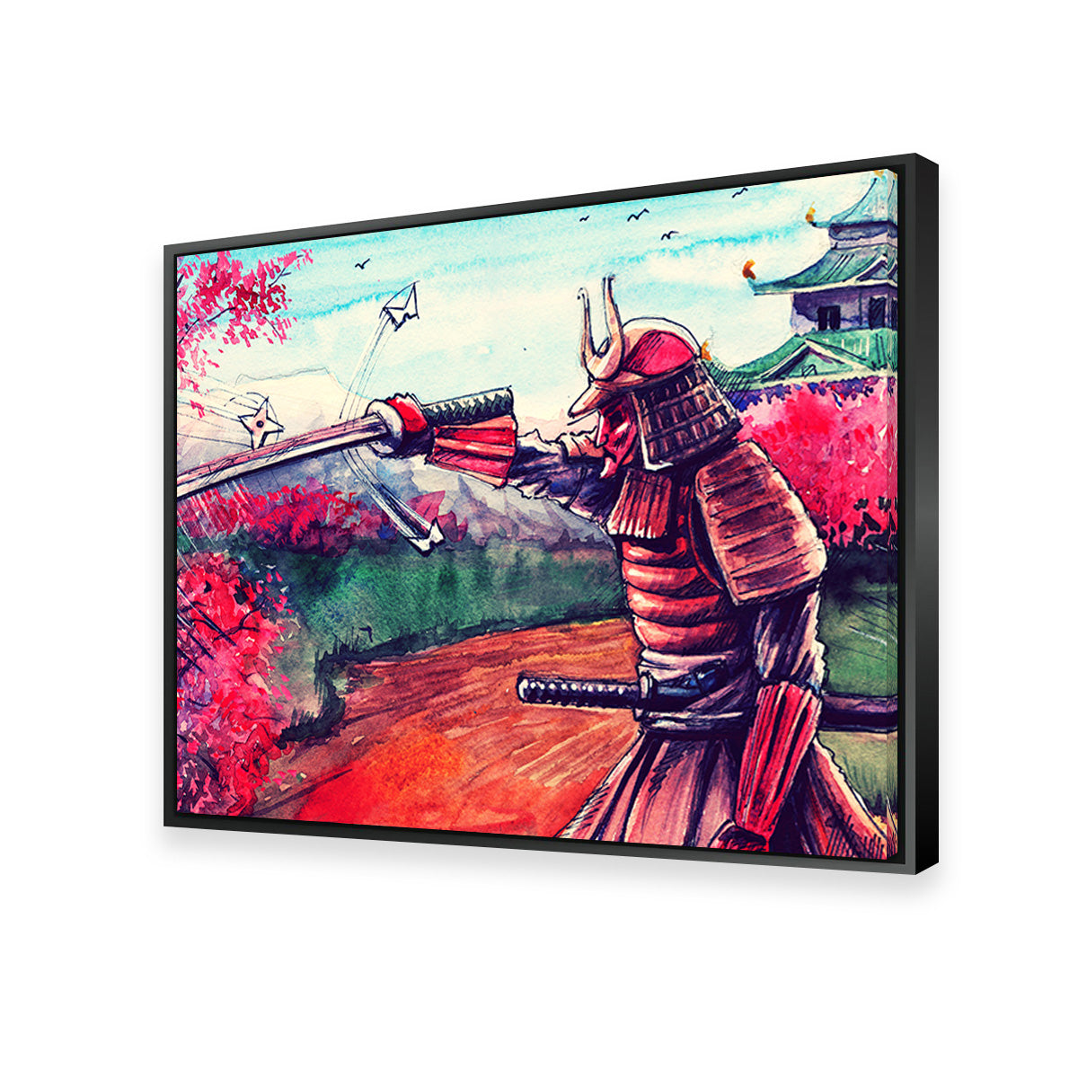 Japanese Samurai Watercolor Wall Art