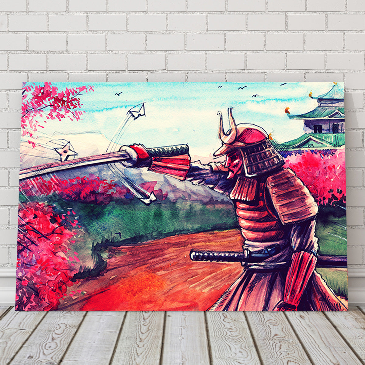 Japanese Samurai Watercolor Wall Art