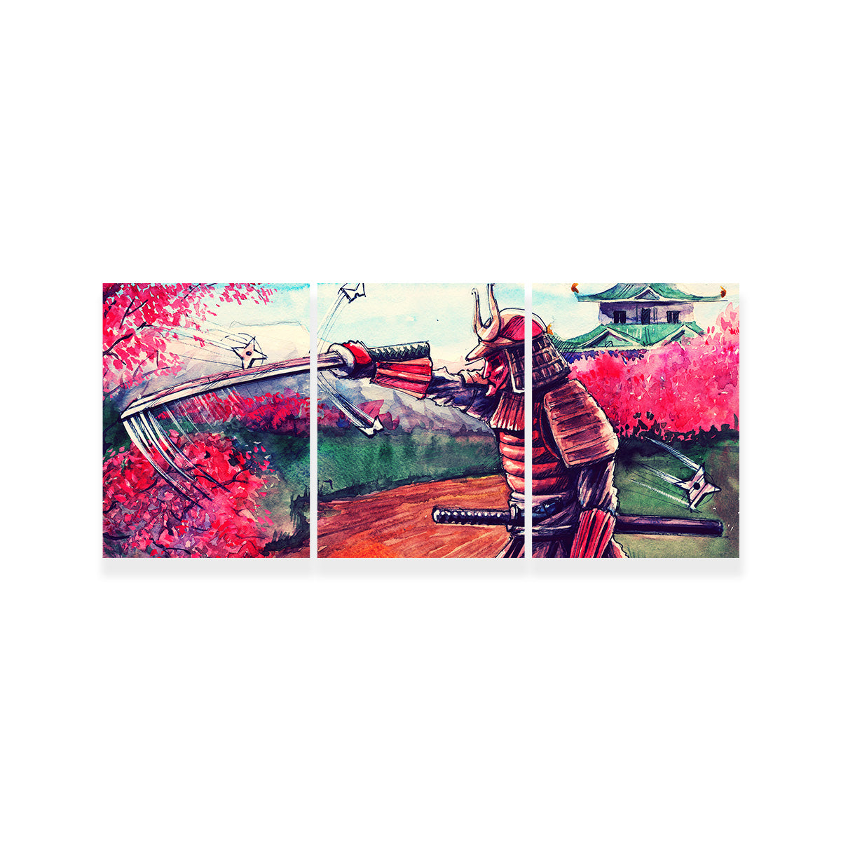 Japanese Samurai Watercolor Wall Art