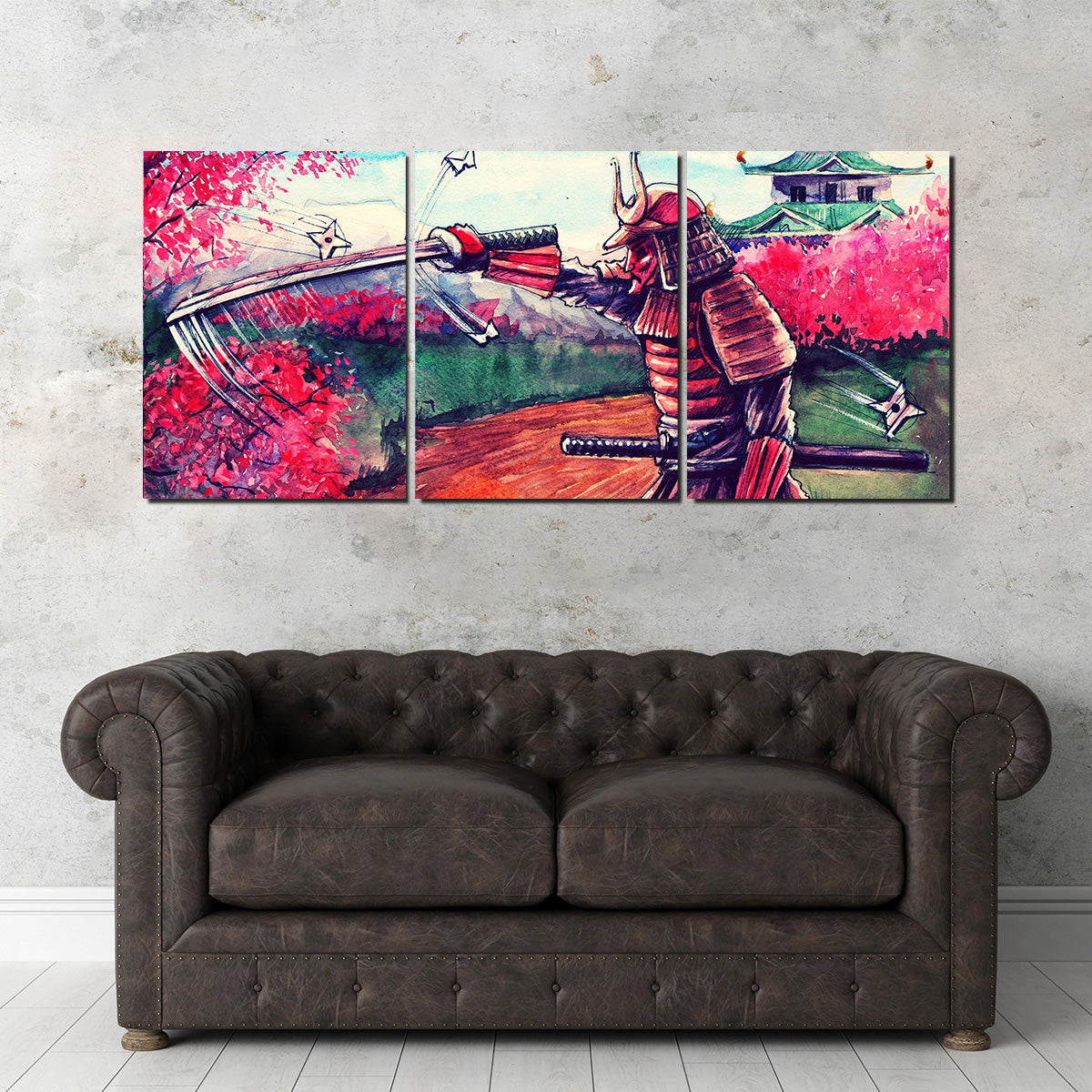 Japanese Samurai Watercolor Wall Art