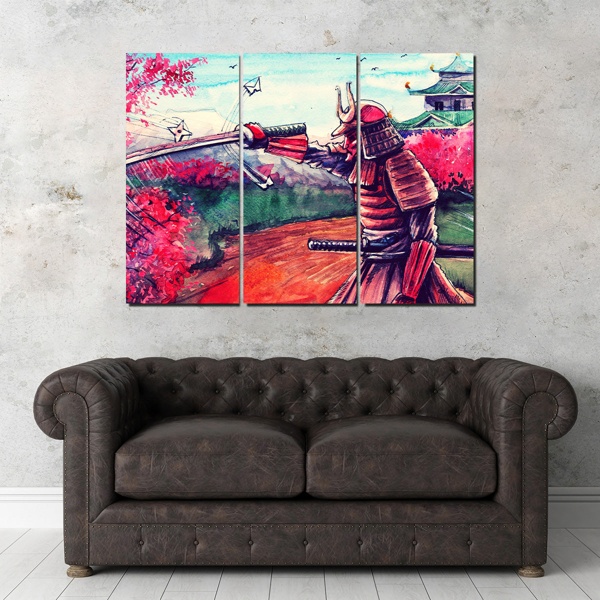 Japanese Samurai Watercolor Wall Art