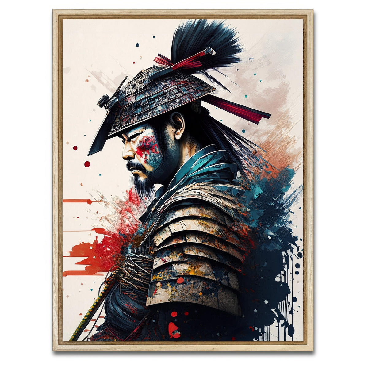 AUTO-MOCKUP WHITE | Japanese Samurai Paint | 1 Piece | Natural Framed Canvas | group=3x4