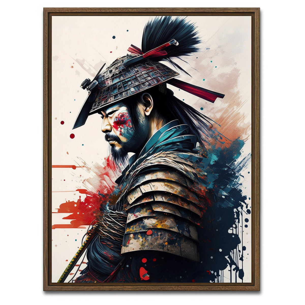 AUTO-MOCKUP WHITE | Japanese Samurai Paint | 1 Piece | Walnut Framed Canvas | group=3x4