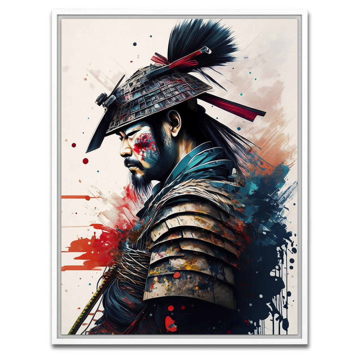 AUTO-MOCKUP WHITE | Japanese Samurai Paint | 1 Piece | White Framed Canvas | group=3x4