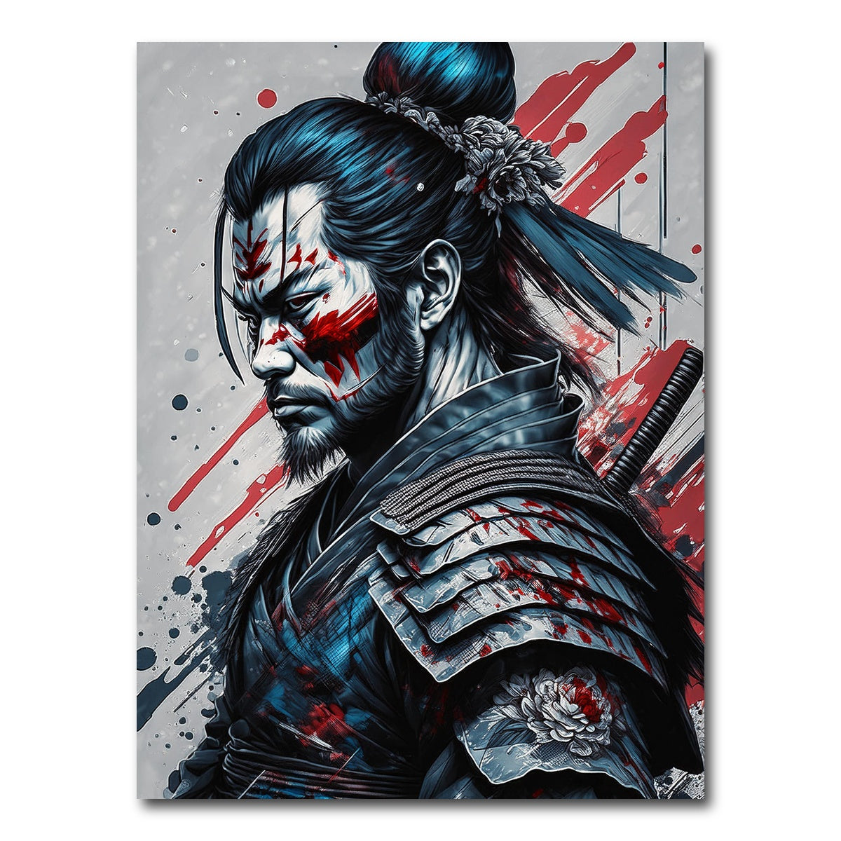 AUTO-MOCKUP WHITE | Japanese Samurai Warrior Portrait | 1 Piece | Gallery Wrap Canvas | group=3x4