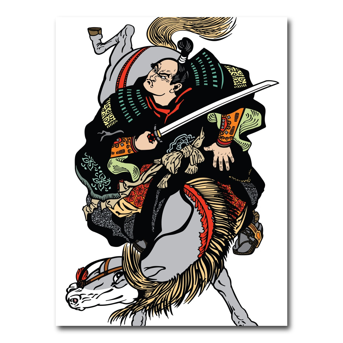 AUTO-MOCKUP WHITE | Japanese samurai horseman | 1 Piece | Gallery Wrap Canvas | group=3x4