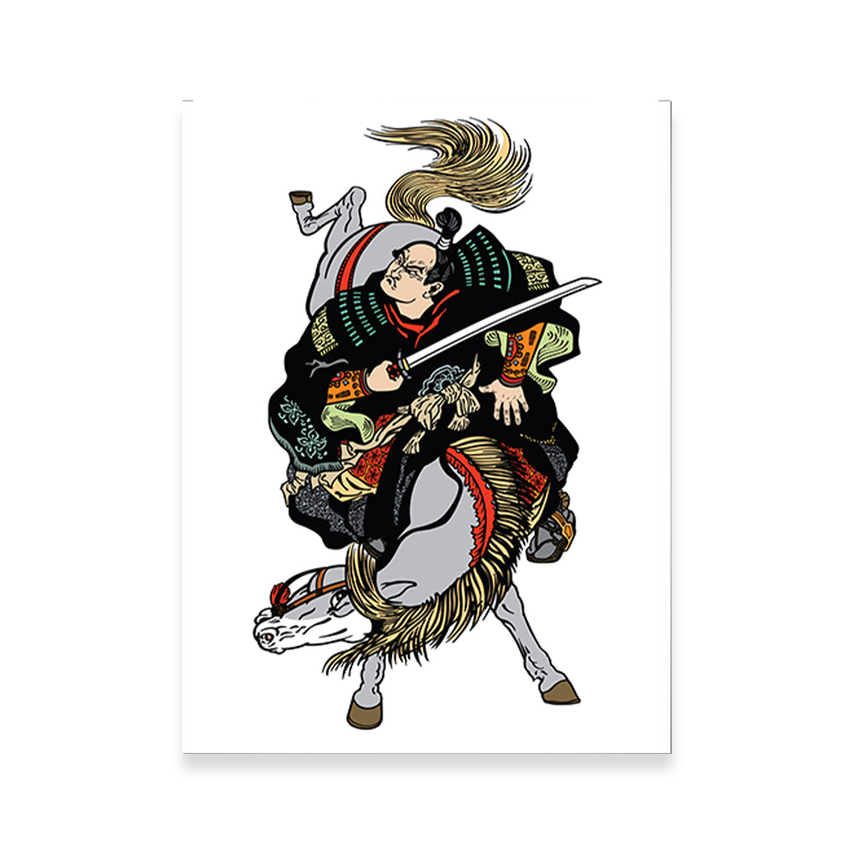 Japanese Samurai Horseman Wall Art