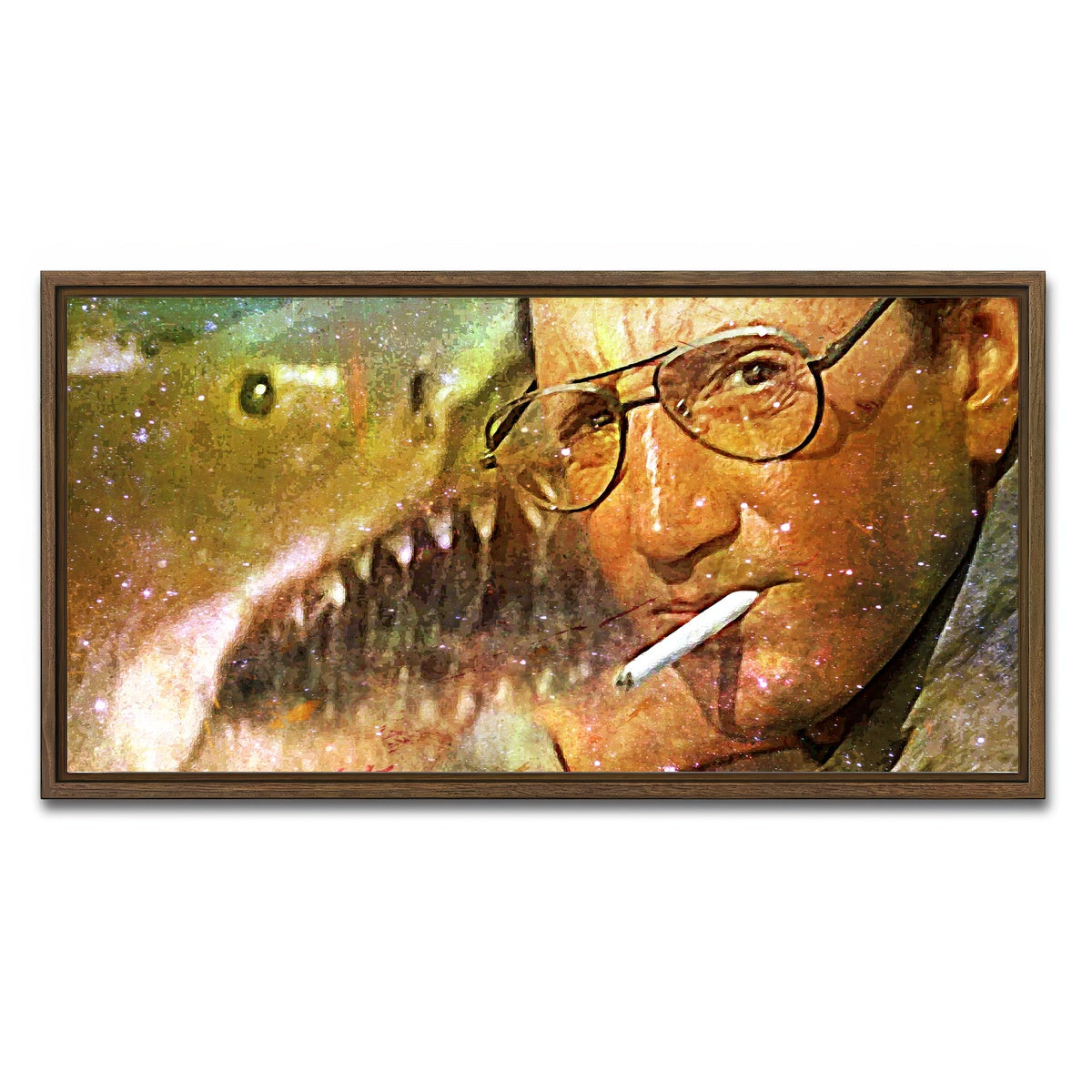 AUTO-MOCKUP WHITE | Jaws Peekaboo | 1 Piece | Walnut Framed Canvas | group=2x1