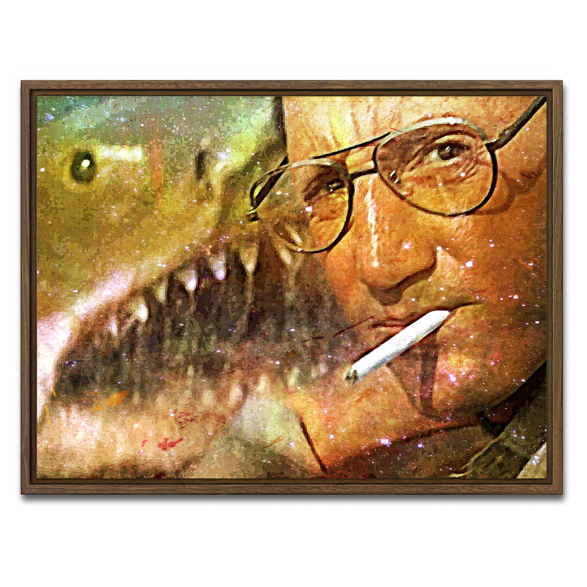 AUTO-MOCKUP WHITE | Jaws Peekaboo | 1 Piece | Walnut Framed Canvas | group=4x3