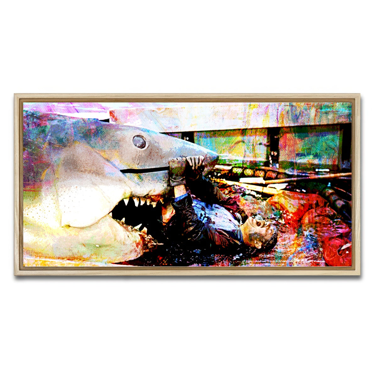 AUTO-MOCKUP WHITE | Jaws Quint's Death | 1 Piece | Natural Framed Canvas | group=2x1