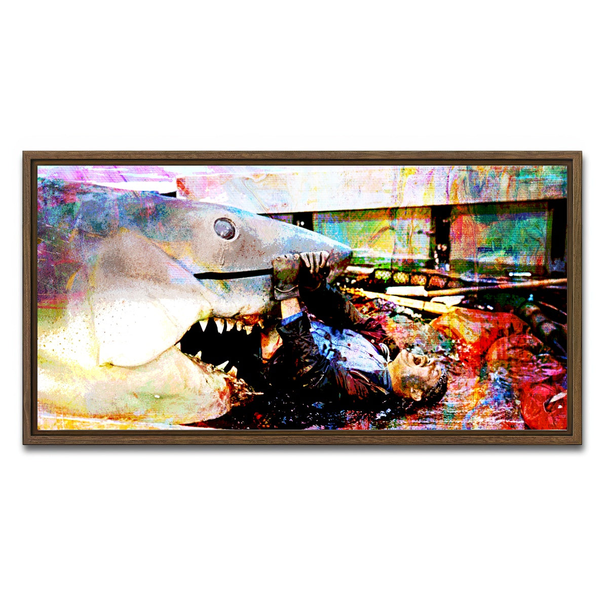 AUTO-MOCKUP WHITE | Jaws Quint's Death | 1 Piece | Walnut Framed Canvas | group=2x1