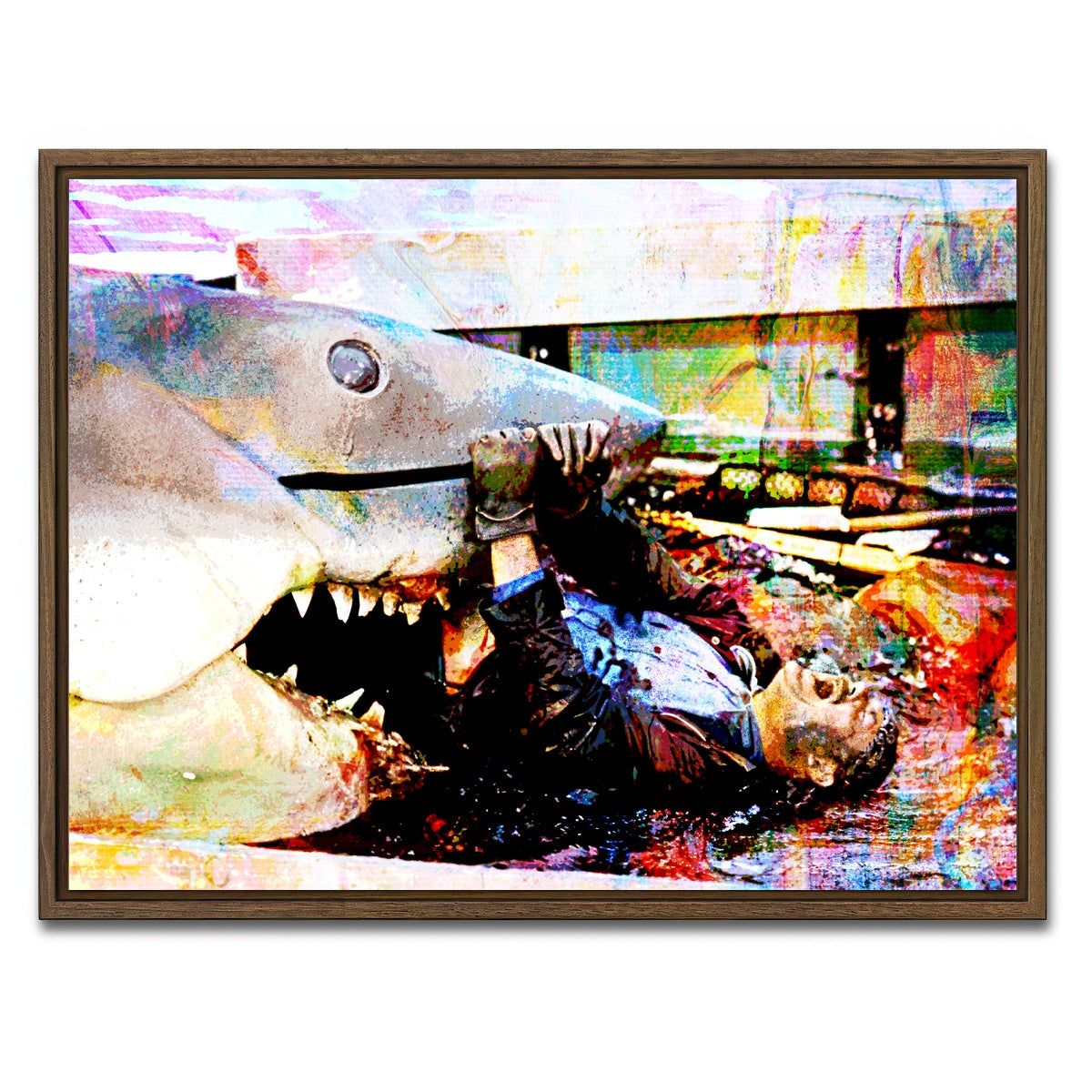 AUTO-MOCKUP WHITE | Jaws Quint's Death | 1 Piece | Walnut Framed Canvas | group=4x3