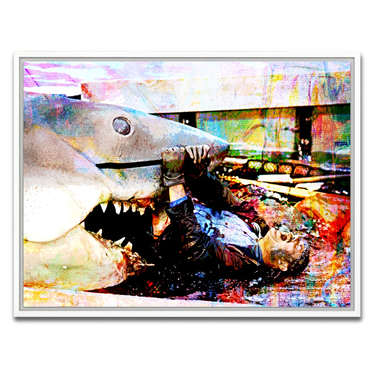 AUTO-MOCKUP WHITE | Jaws Quint's Death | 1 Piece | White Framed Canvas | group=4x3