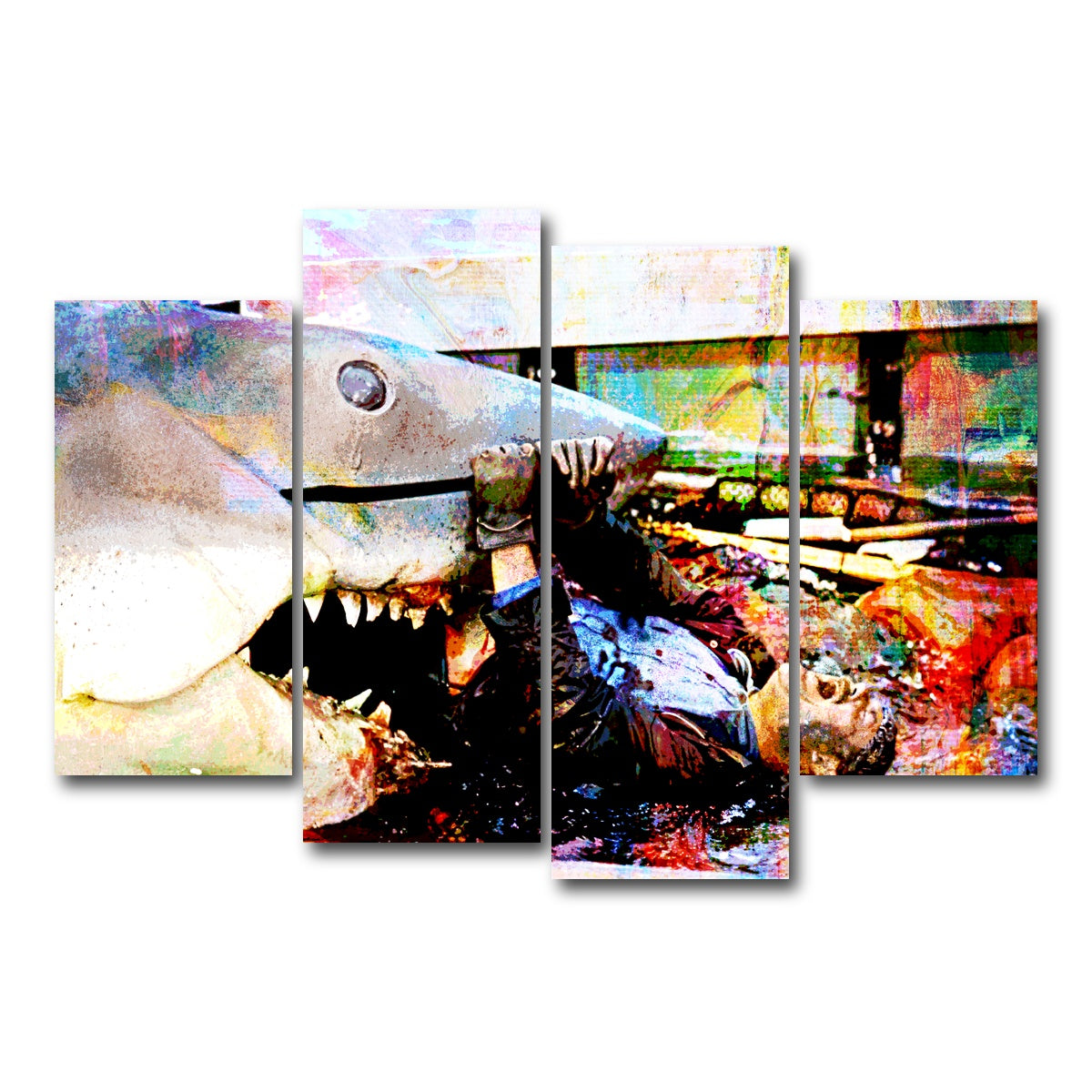 AUTO-MOCKUP WHITE | Jaws Quint's Death | 4 Piece | Gallery Wrap Canvas | group=4_short