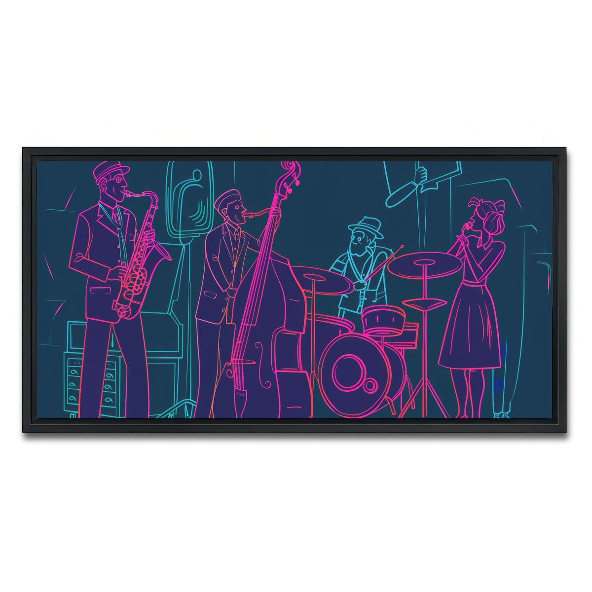 AUTO-MOCKUP WHITE | Jazz Band Vibe | 1 Piece | Black Framed Canvas | group=2x1