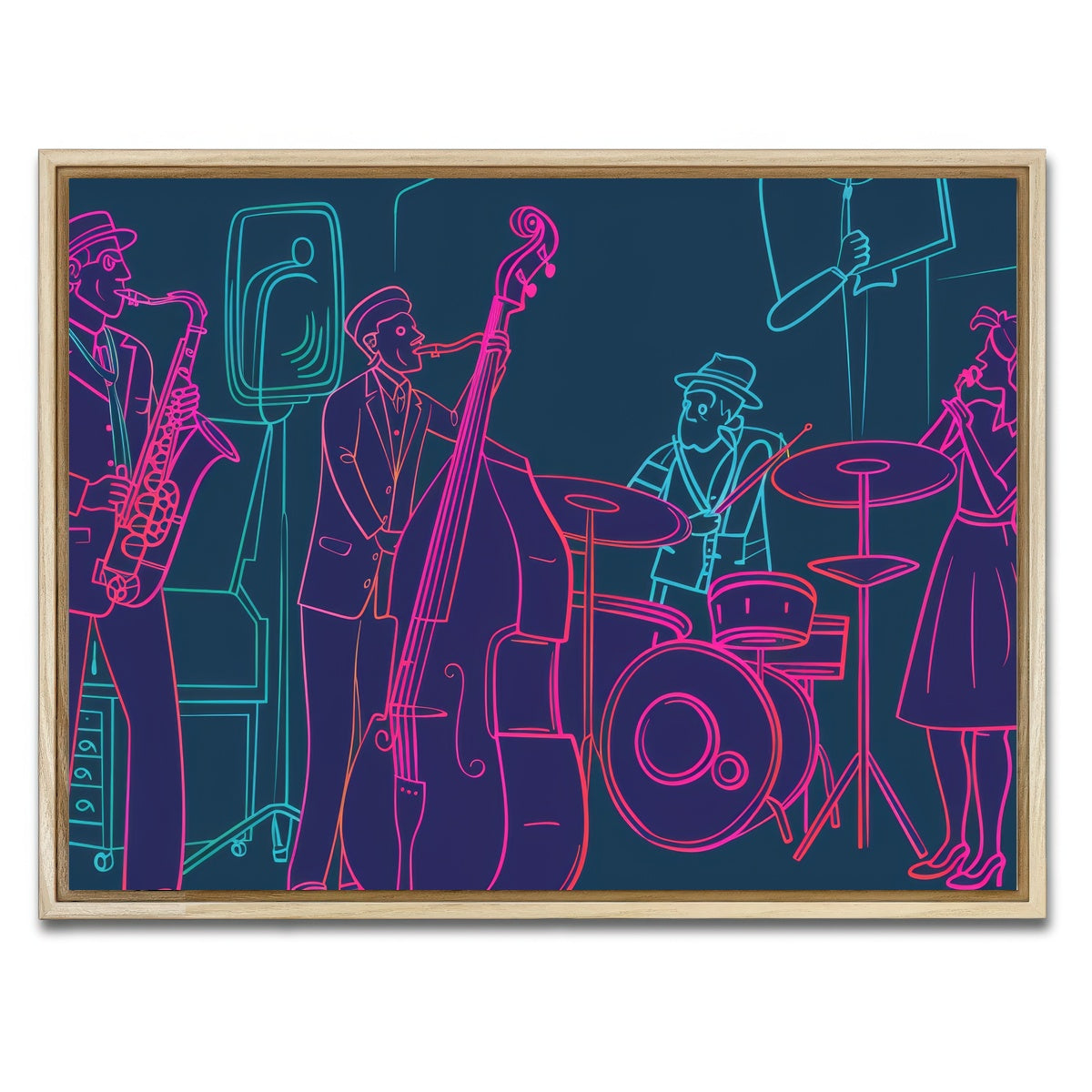 AUTO-MOCKUP WHITE | Jazz Band Vibe | 1 Piece | Natural Framed Canvas | group=4x3