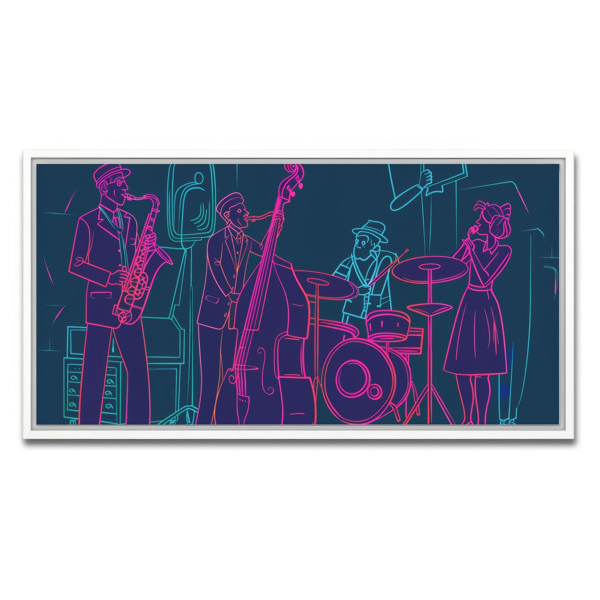 AUTO-MOCKUP WHITE | Jazz Band Vibe | 1 Piece | White Framed Canvas | group=2x1