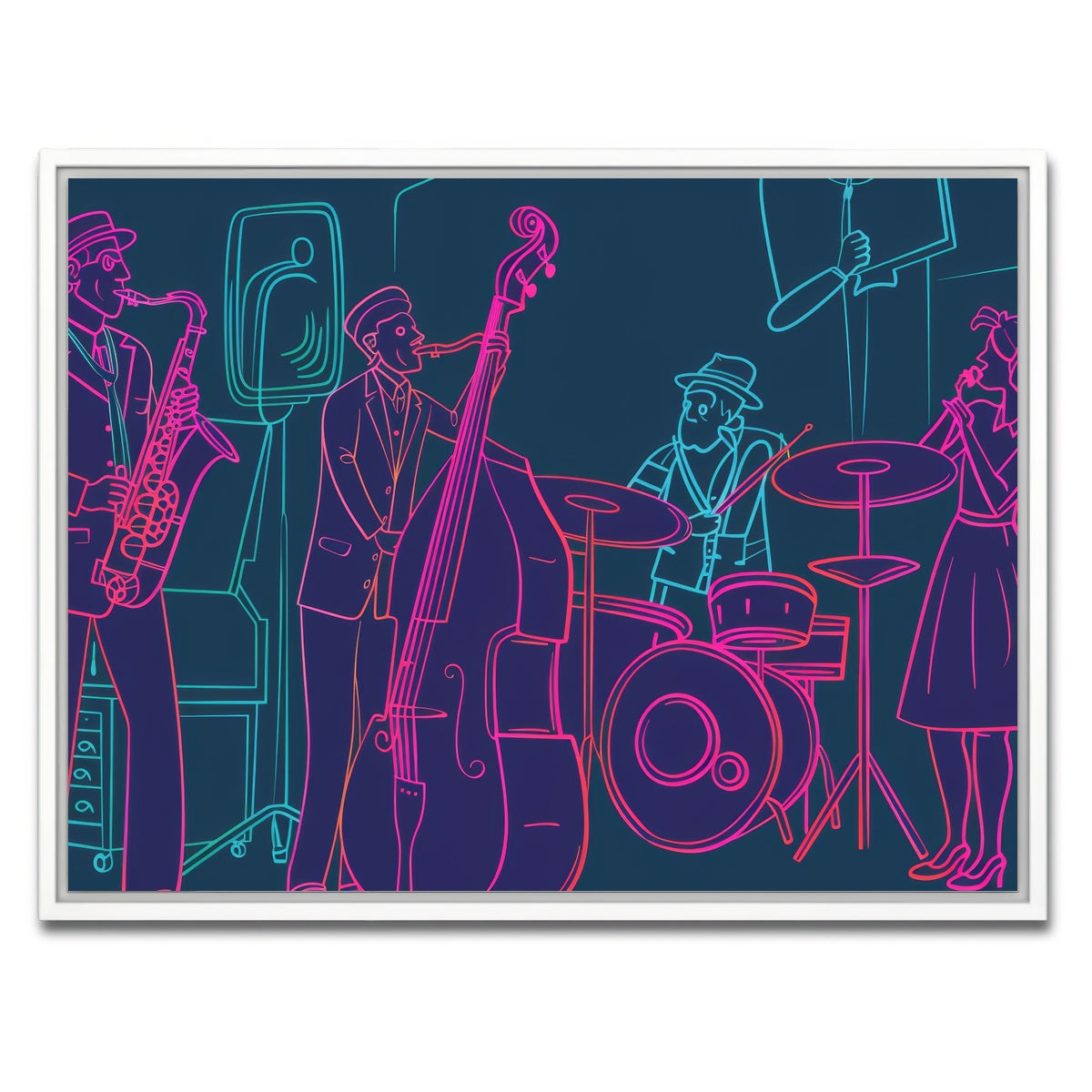 AUTO-MOCKUP WHITE | Jazz Band Vibe | 1 Piece | White Framed Canvas | group=4x3