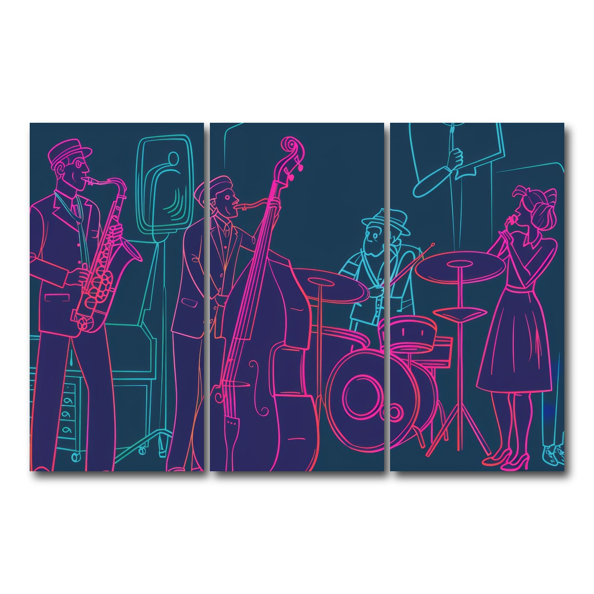 AUTO-MOCKUP WHITE | Jazz Band Vibe | 3 Piece | Gallery Wrap Canvas | group=12x24