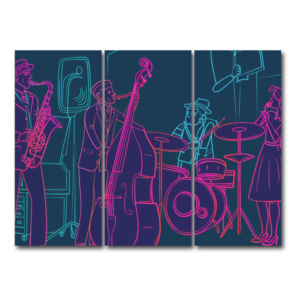 AUTO-MOCKUP WHITE | Jazz Band Vibe | 3 Piece | Gallery Wrap Canvas | group=8x18