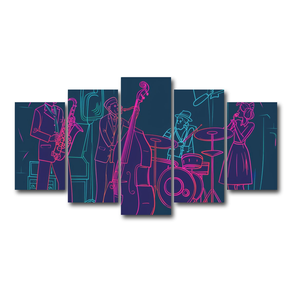 AUTO-MOCKUP WHITE | Jazz Band Vibe | 5 Piece | Gallery Wrap Canvas | group=5_normal