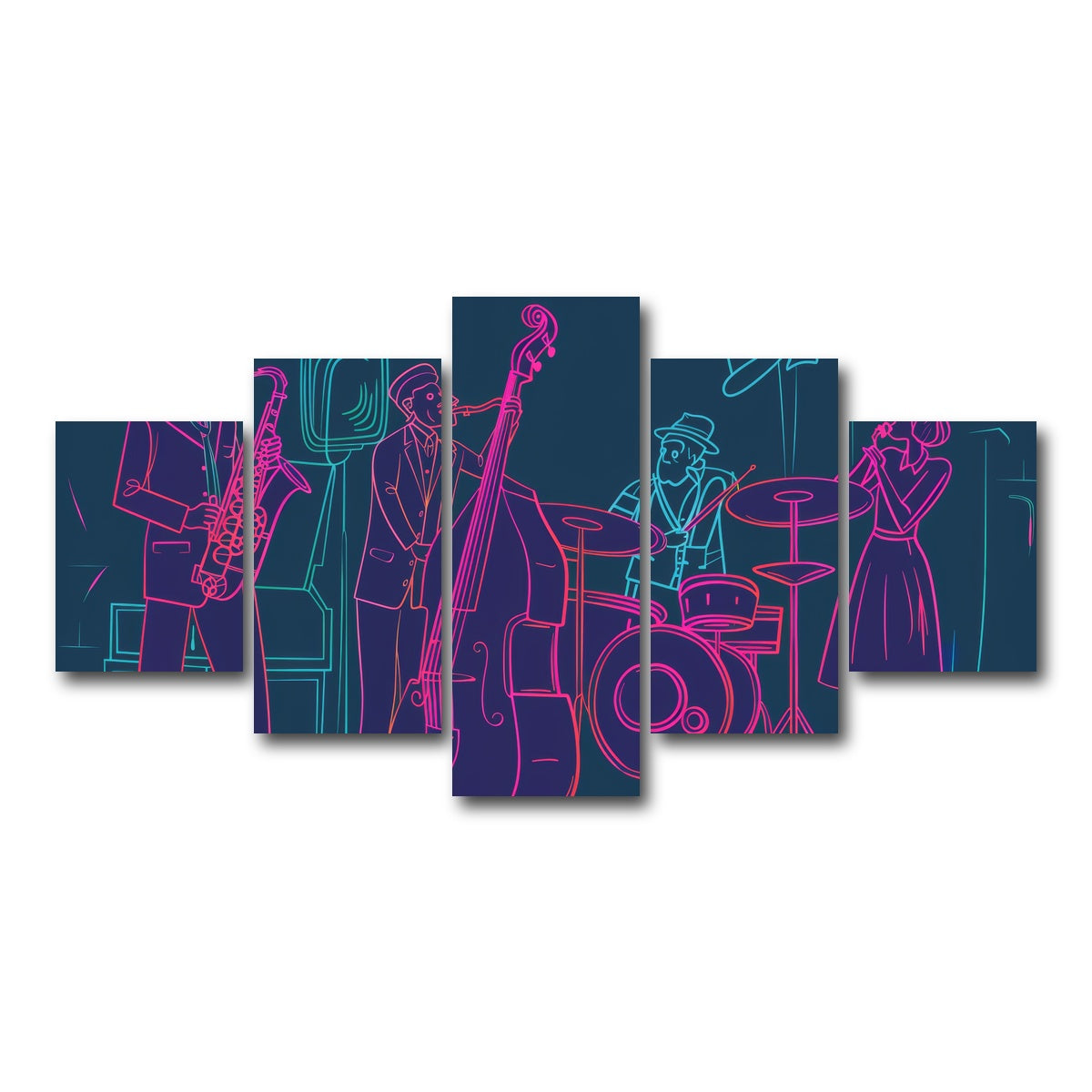 AUTO-MOCKUP WHITE | Jazz Band Vibe | 5 Piece | Gallery Wrap Canvas | group=5_short