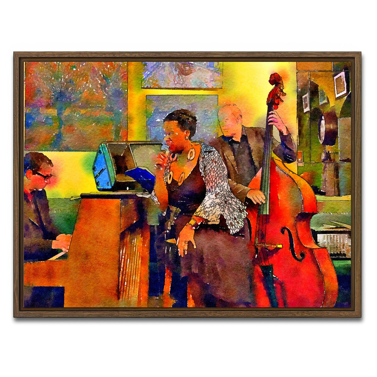 AUTO-MOCKUP WHITE | Jazz Cafe | 1 Piece | Walnut Framed Canvas | group=4x3