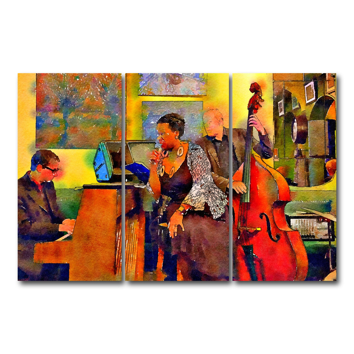 AUTO-MOCKUP WHITE | Jazz Cafe | 3 Piece | Gallery Wrap Canvas | group=12x24