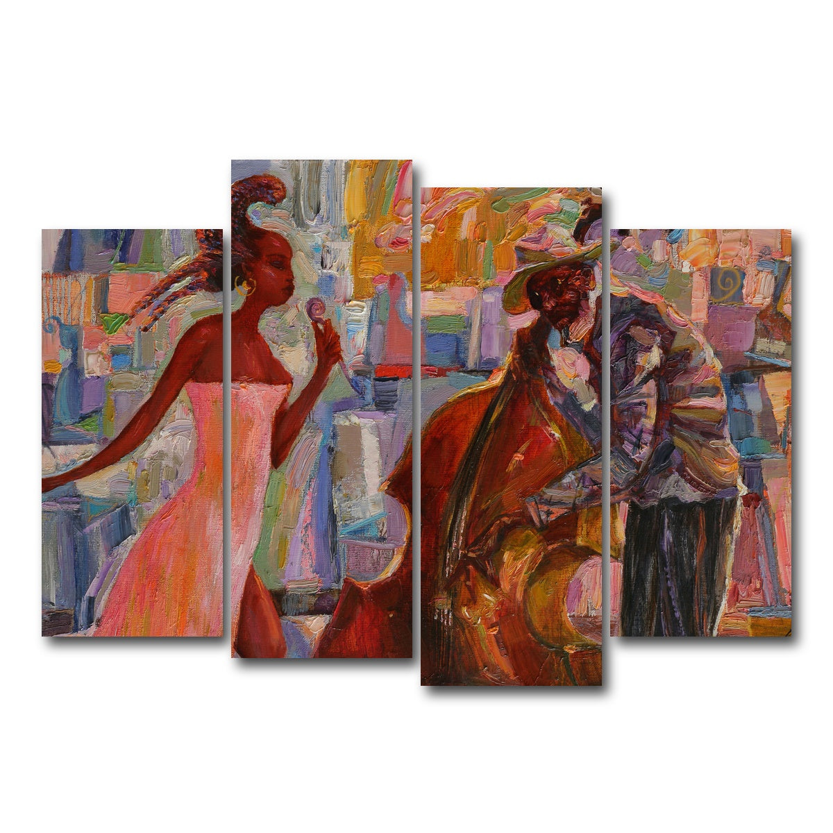 AUTO-MOCKUP WHITE | Jazz Music | 4 Piece | Gallery Wrap Canvas | group=4_normal