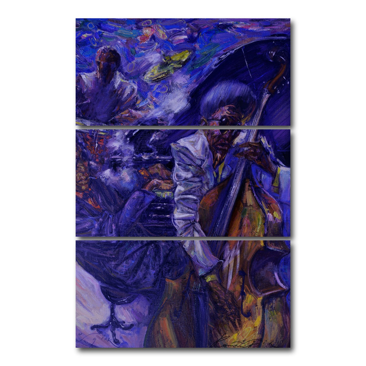 AUTO-MOCKUP WHITE | Jazz Scene | 3 Piece | Gallery Wrap Canvas | group=12x24_stacked