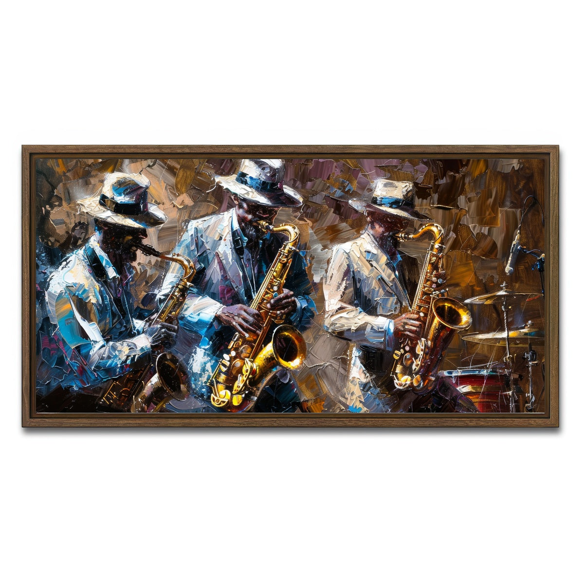 AUTO-MOCKUP WHITE | Jazz band | 1 Piece | Walnut Framed Canvas | group=2x1