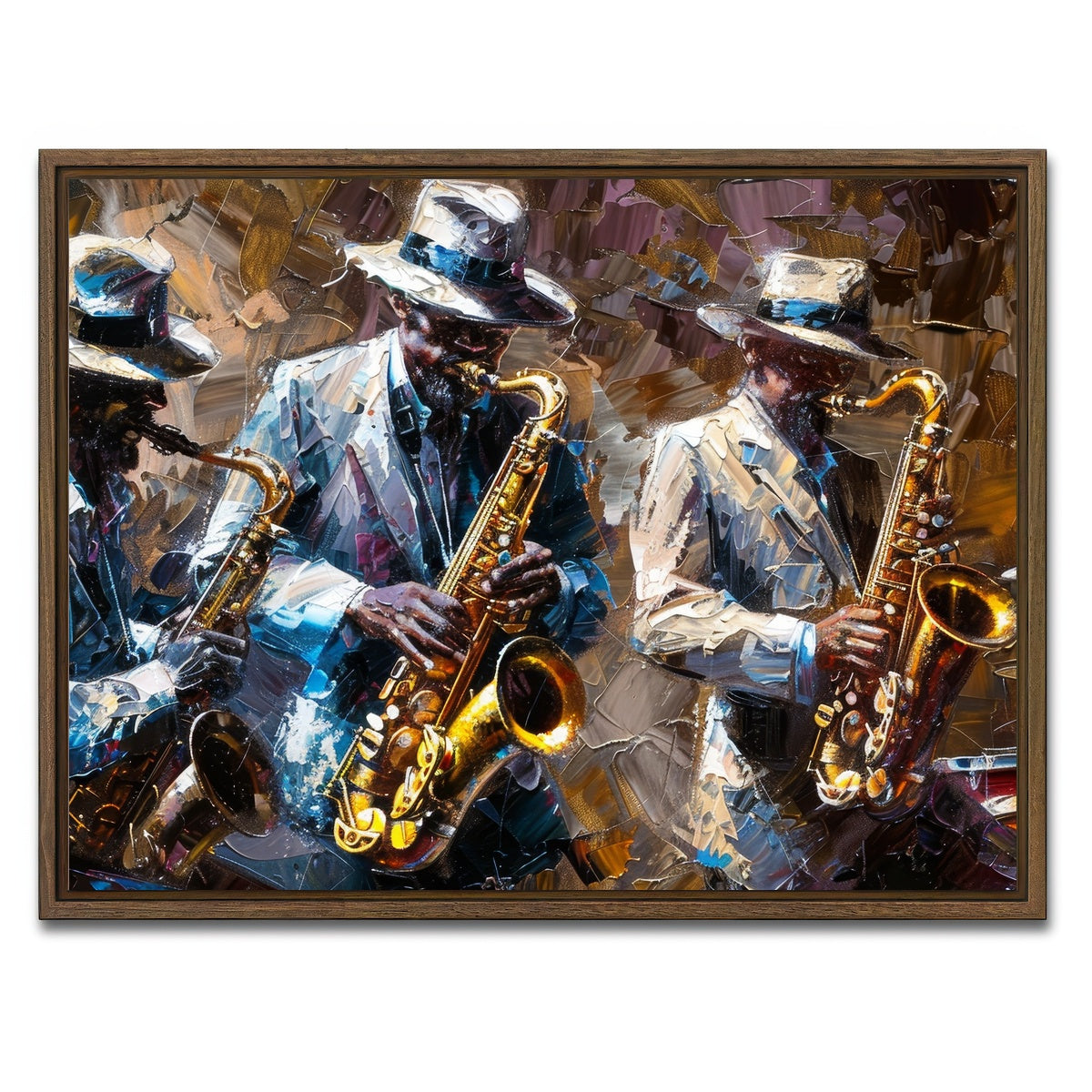 AUTO-MOCKUP WHITE | Jazz band | 1 Piece | Walnut Framed Canvas | group=4x3