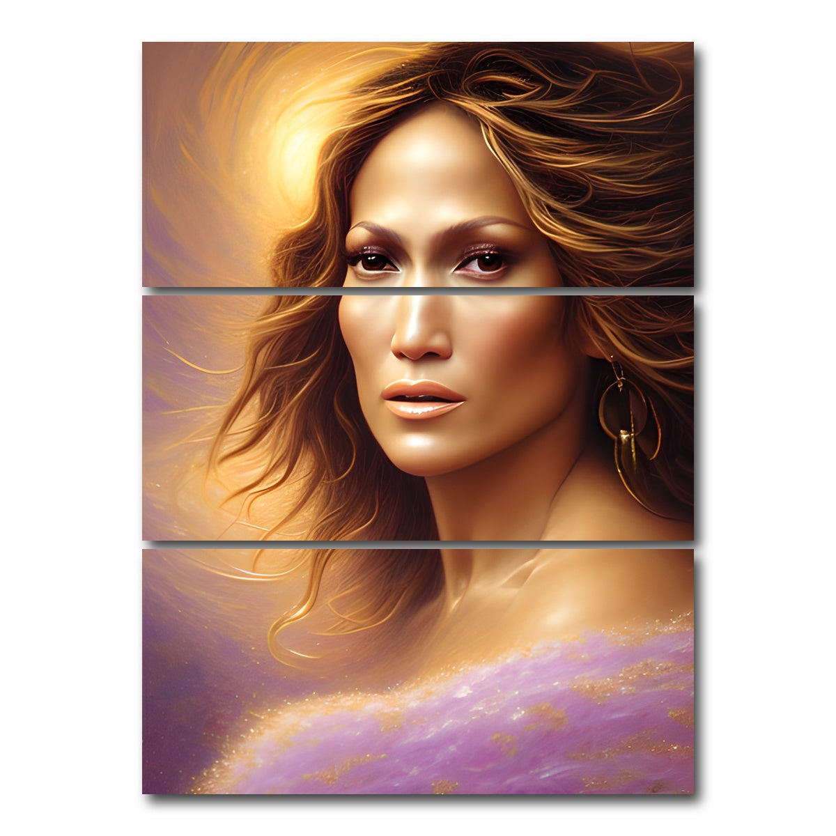 AUTO-MOCKUP WHITE | Jennifer Lopez | 3 Piece | Gallery Wrap Canvas | group=8x18_stacked