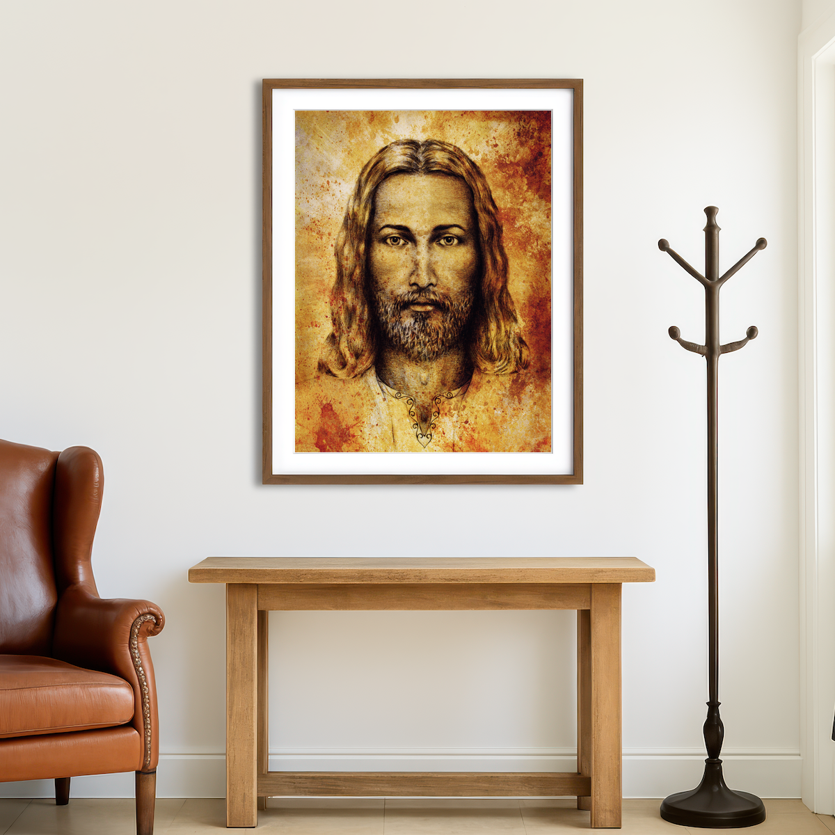 AUTO-MOCKUP ROOM | Jesus Sketch Drawing Wall Art