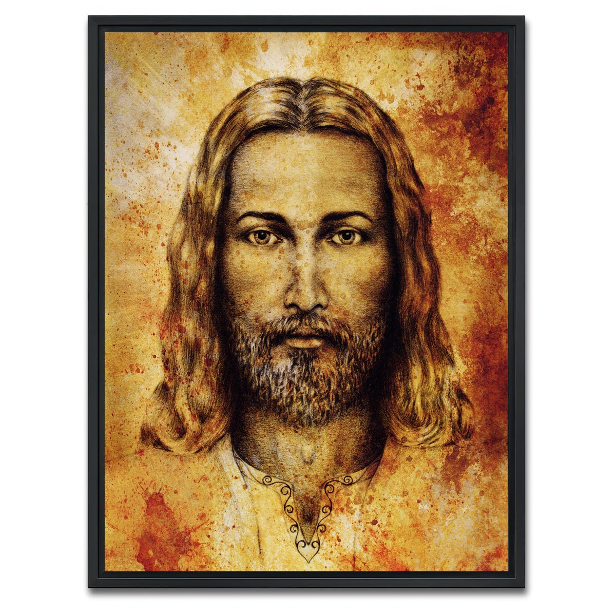 AUTO-MOCKUP WHITE | Jesus Sketch Drawing | 1 Piece | Black Framed Canvas | group=3x4