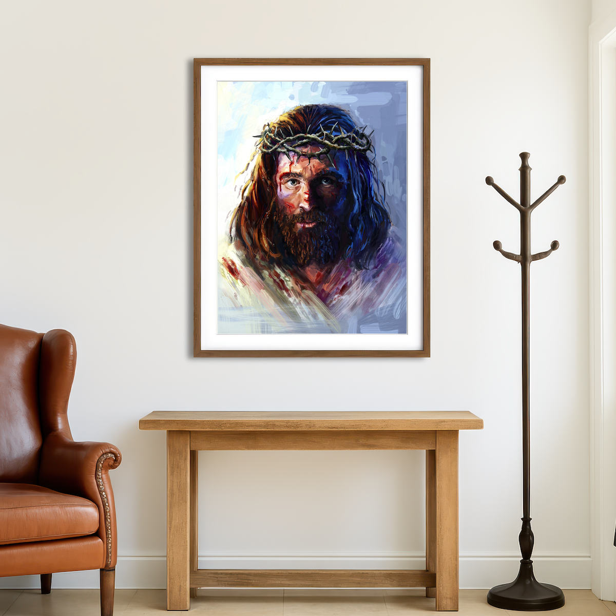 AUTO-MOCKUP ROOM | Jesus with Crown of Thorns Wall Art
