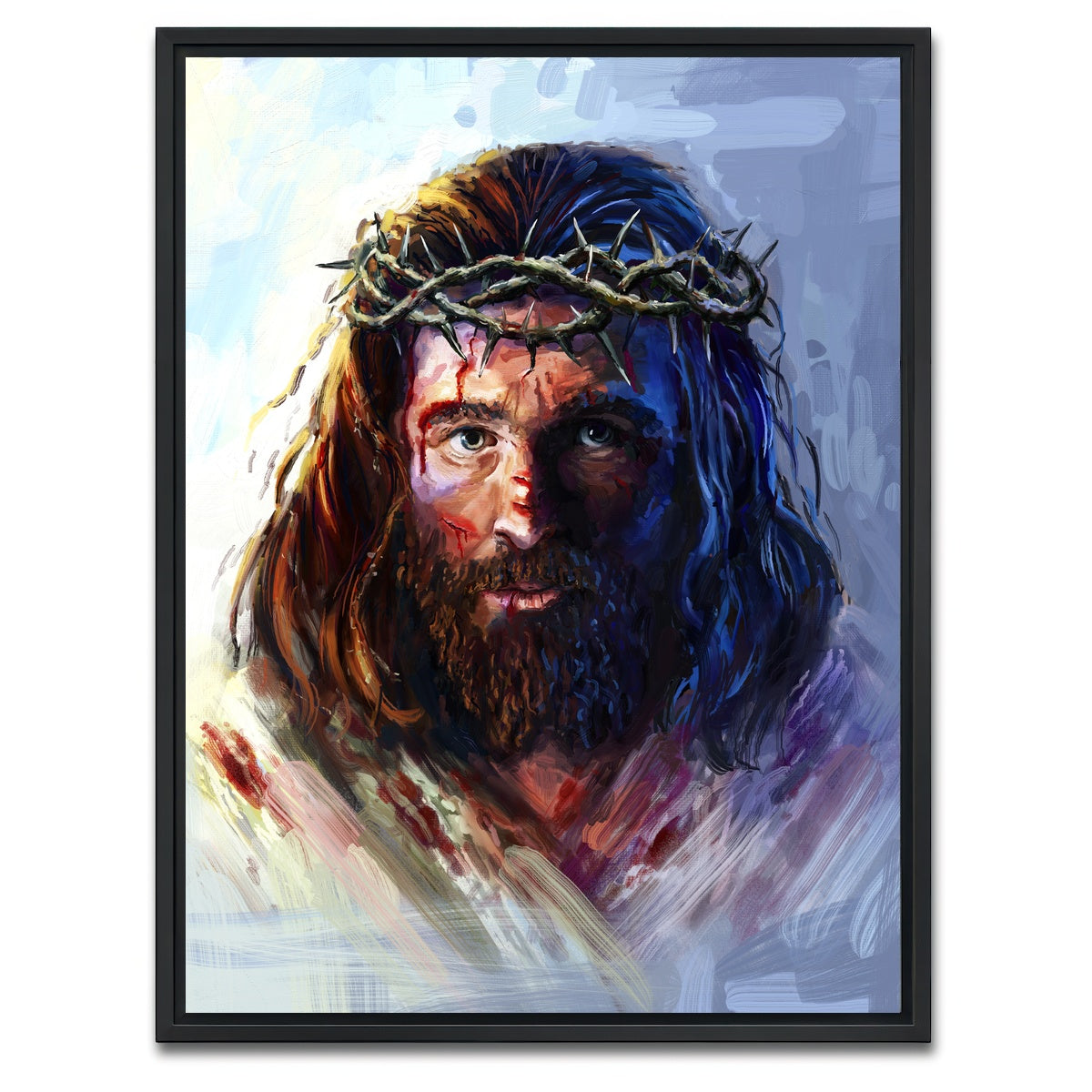 AUTO-MOCKUP WHITE | Jesus With Crown of Thorns | 1 Piece | Black Framed Canvas | group=3x4