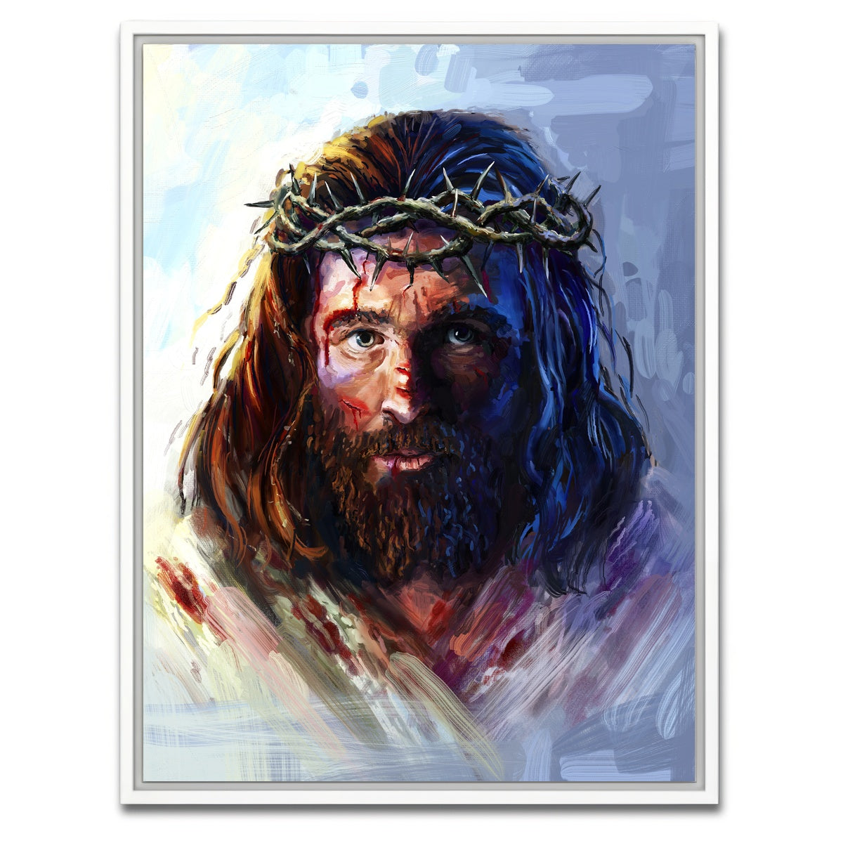 AUTO-MOCKUP WHITE | Jesus With Crown of Thorns | 1 Piece | White Framed Canvas | group=3x4