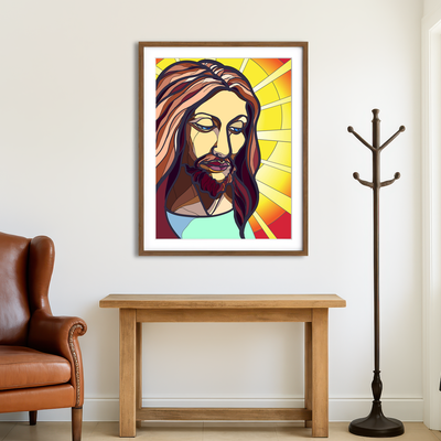 AUTO-MOCKUP ROOM | Jesus in Stained Glass Wall Art