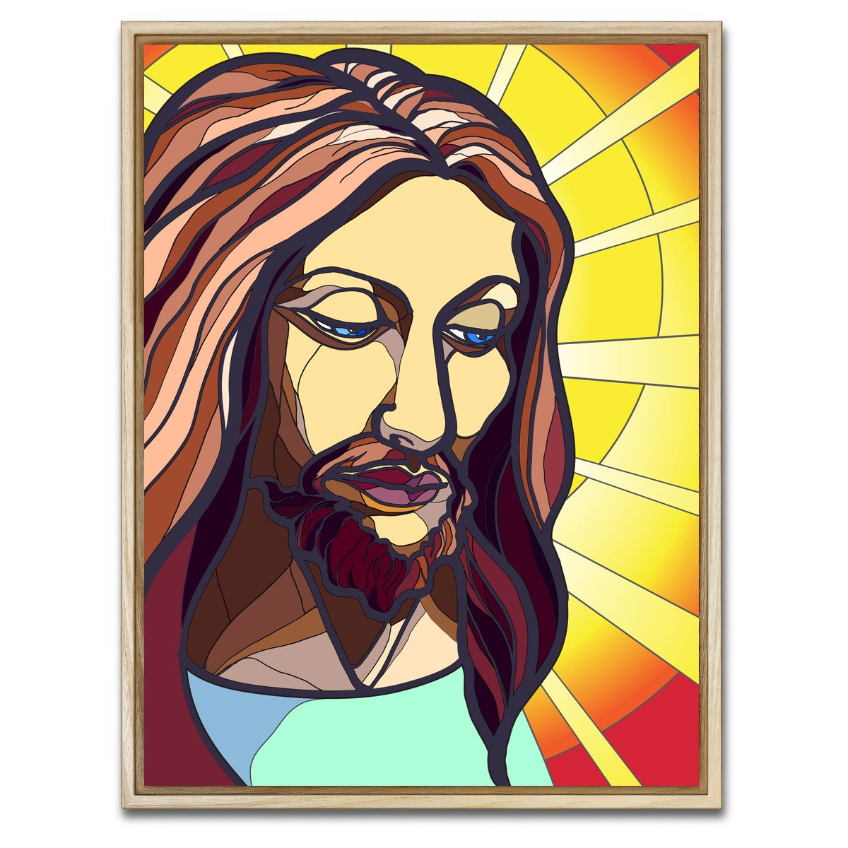 AUTO-MOCKUP WHITE | Jesus in stained glass | 1 Piece | Natural Framed Canvas | group=3x4