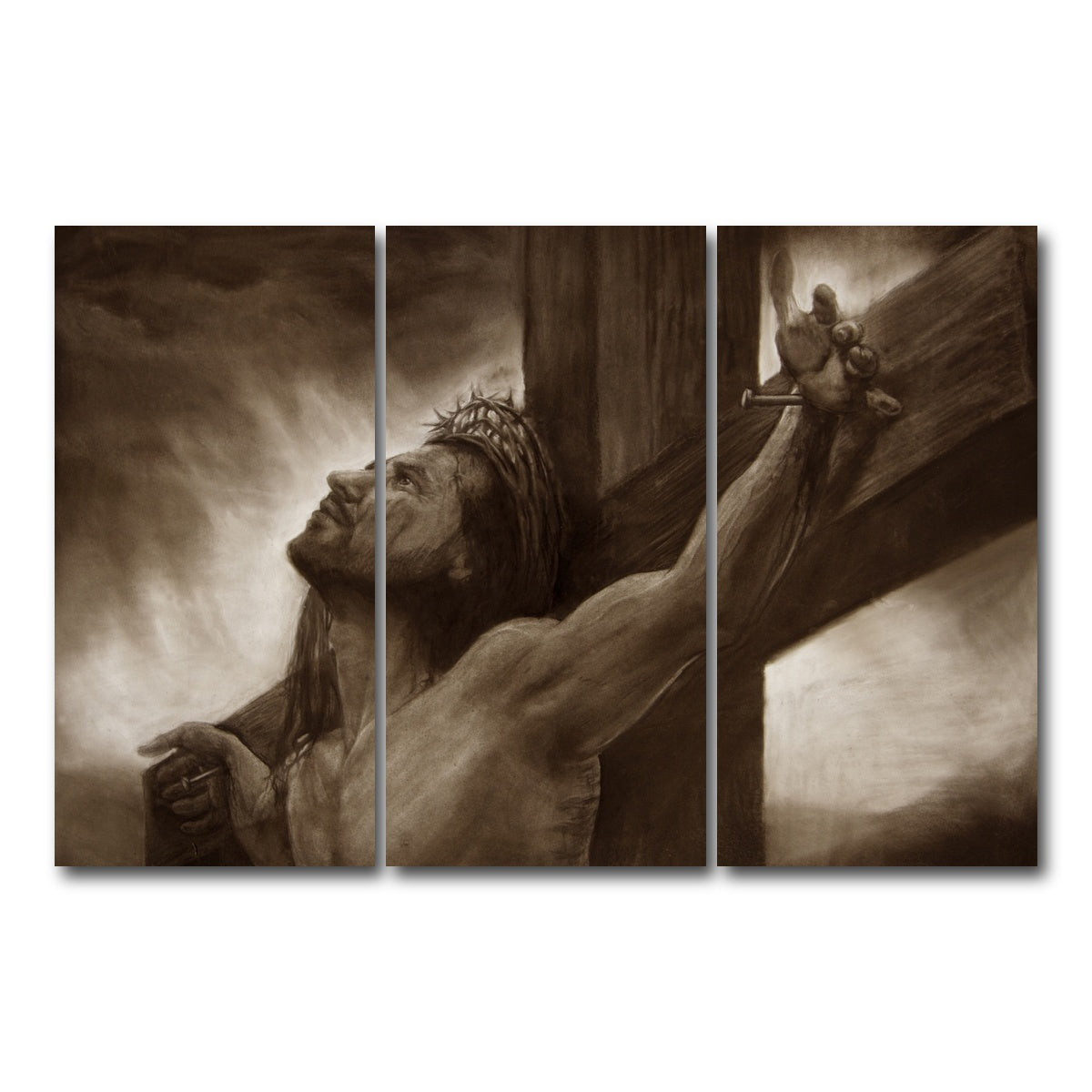 AUTO-MOCKUP WHITE | Jesus on the cross | 3 Piece | Gallery Wrap Canvas | group=12x24