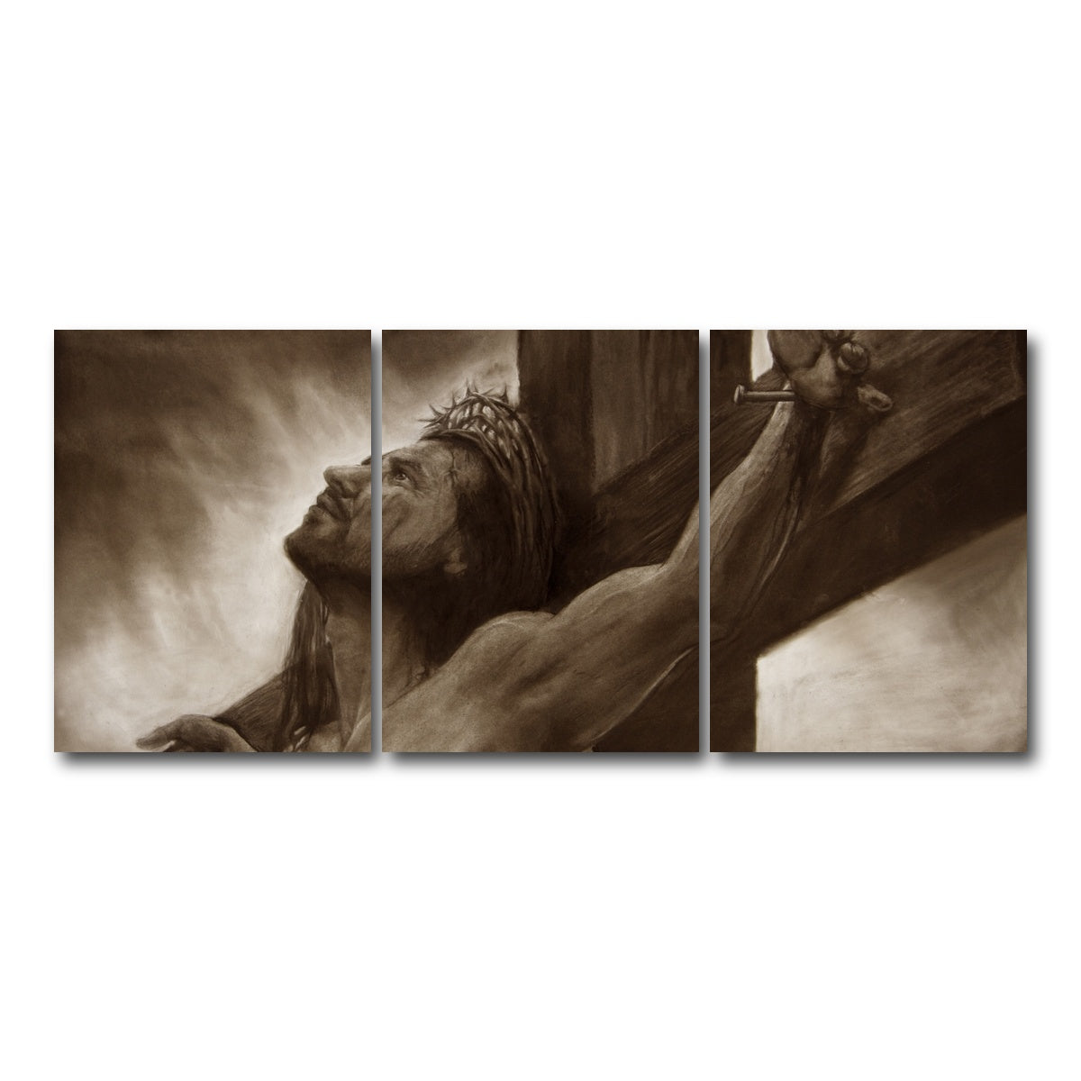 AUTO-MOCKUP WHITE | Jesus on the cross | 3 Piece | Gallery Wrap Canvas | group=18x24