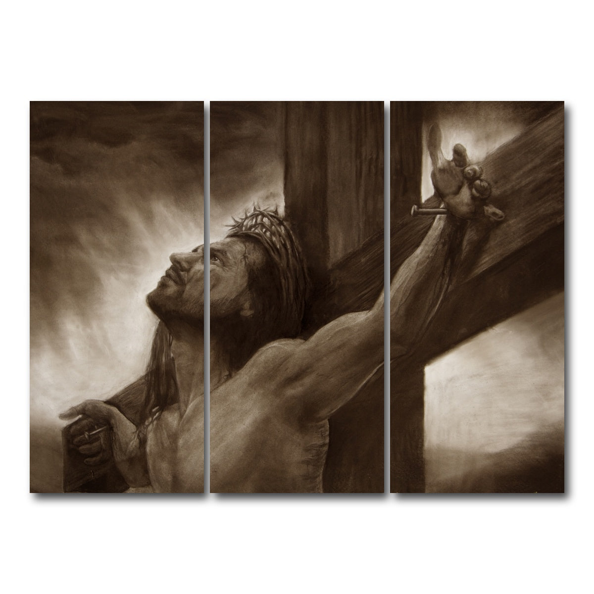 AUTO-MOCKUP WHITE | Jesus on the cross | 3 Piece | Gallery Wrap Canvas | group=8x18