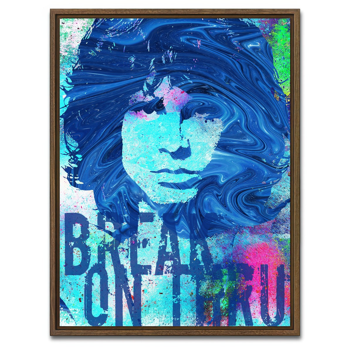 AUTO-MOCKUP WHITE | Jim Morrison Break on Thru | 1 Piece | Walnut Framed Canvas | group=3x4