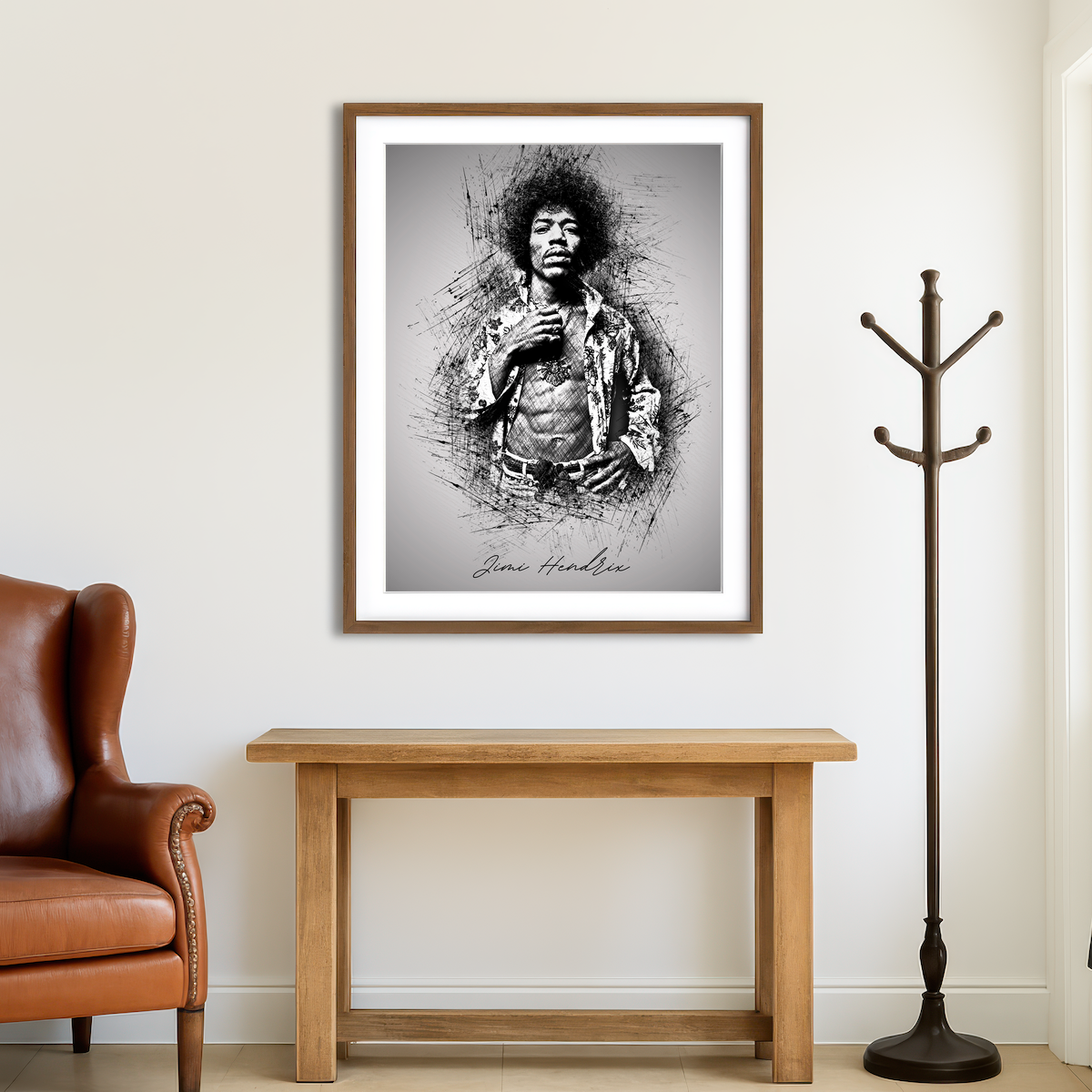 AUTO-MOCKUP ROOM | Jimi Hendrix Abs Wall Art
