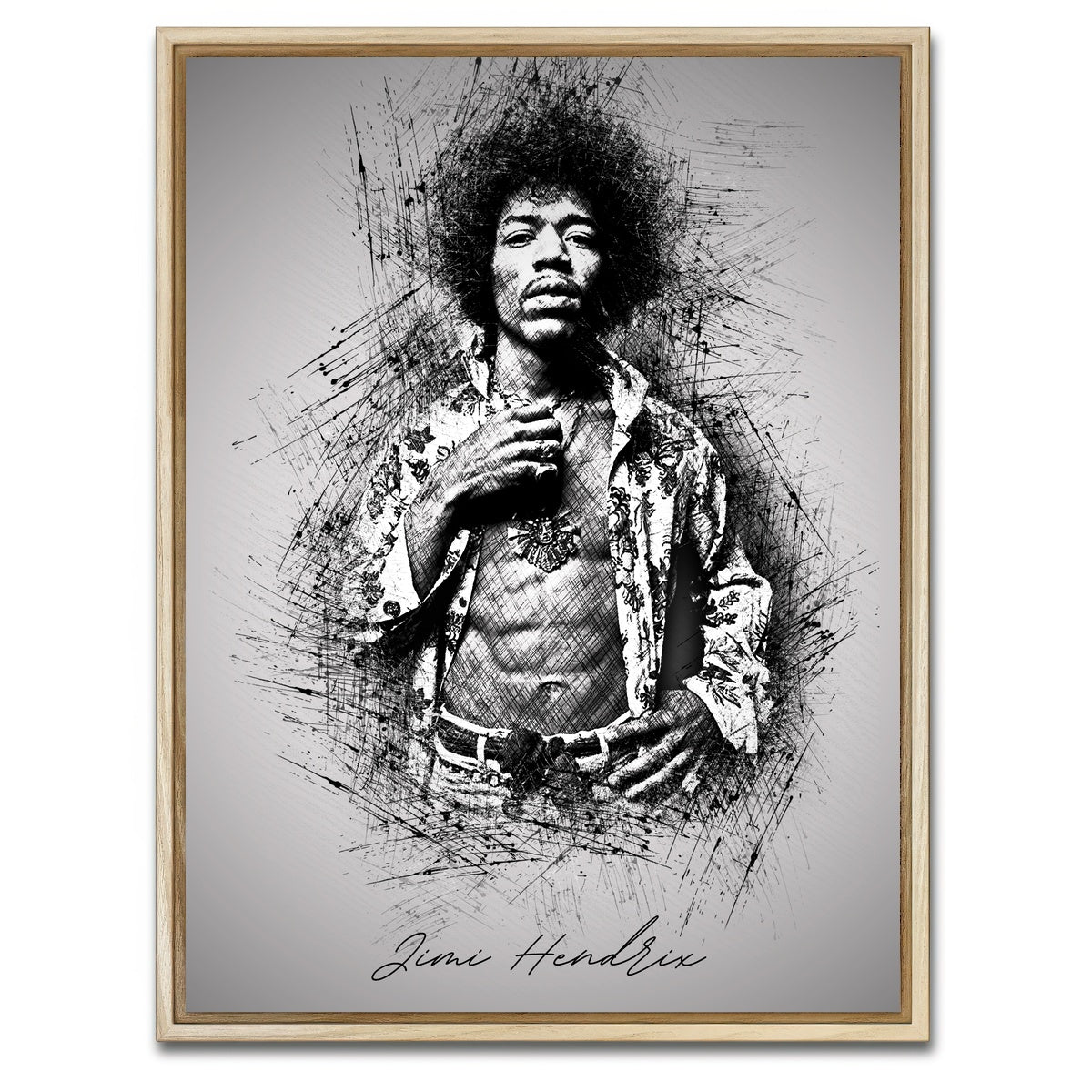 AUTO-MOCKUP WHITE | Jimi Hendrix Abs | 1 Piece | Natural Framed Canvas | group=3x4