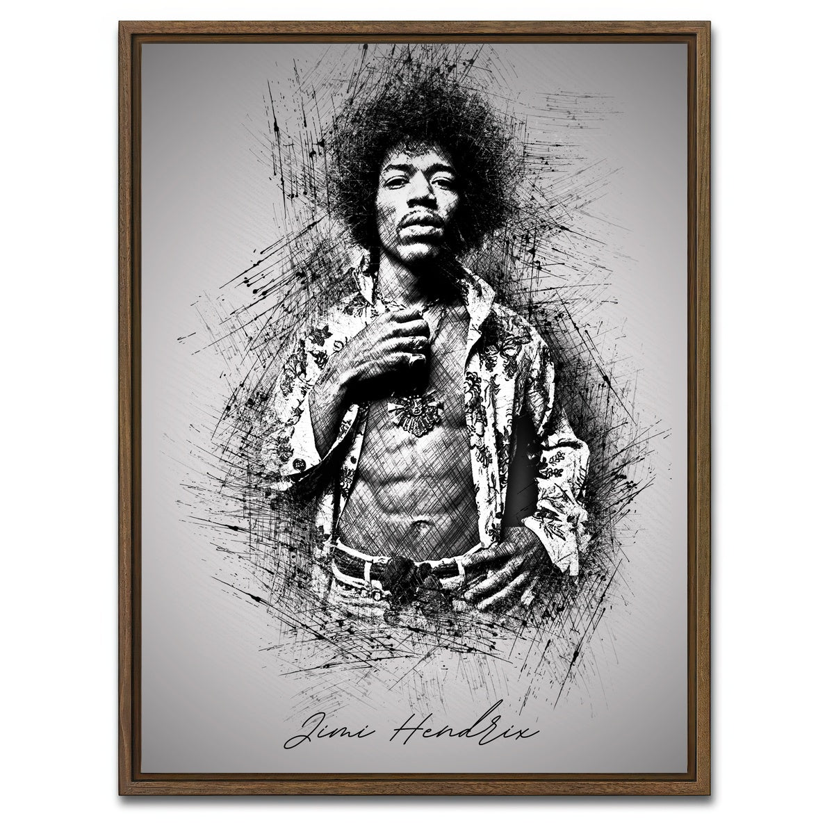 AUTO-MOCKUP WHITE | Jimi Hendrix Abs | 1 Piece | Walnut Framed Canvas | group=3x4