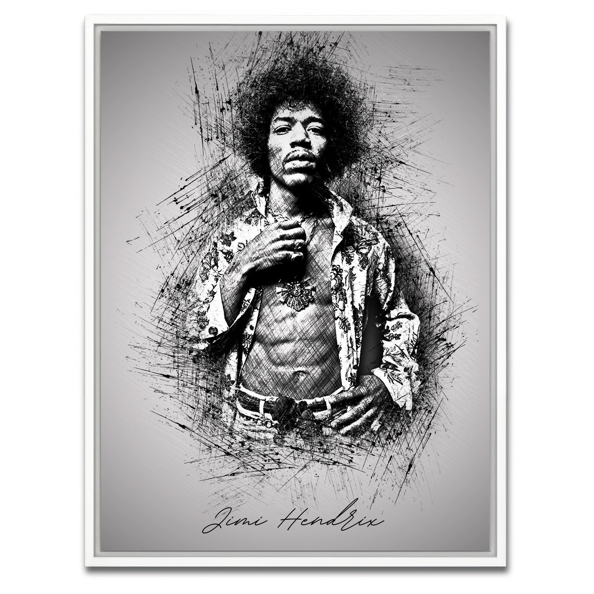 AUTO-MOCKUP WHITE | Jimi Hendrix Abs | 1 Piece | White Framed Canvas | group=3x4