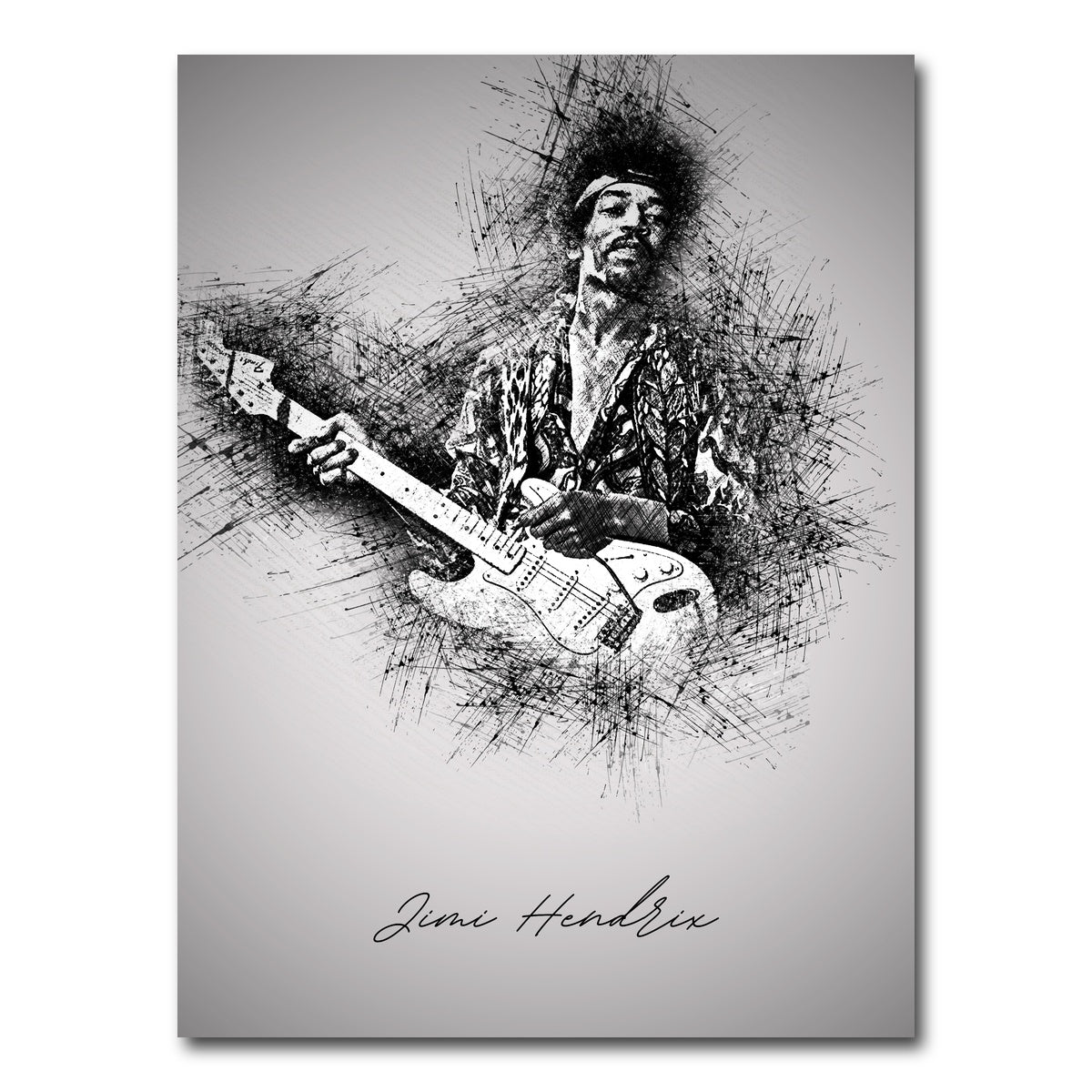 AUTO-MOCKUP WHITE | Jimi Hendrix Guitar | 1 Piece | Gallery Wrap Canvas | group=3x4